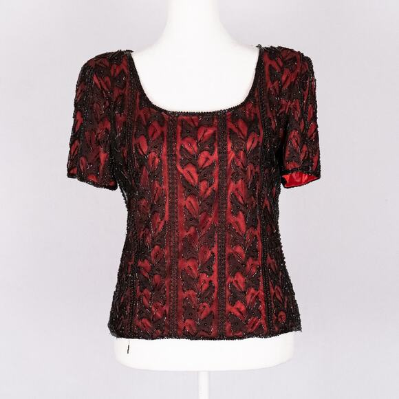 Vintage Laurence Kazar Beaded Top LARGE Whimsigoth Cocktail Evening Romantic - Picture 4 of 10